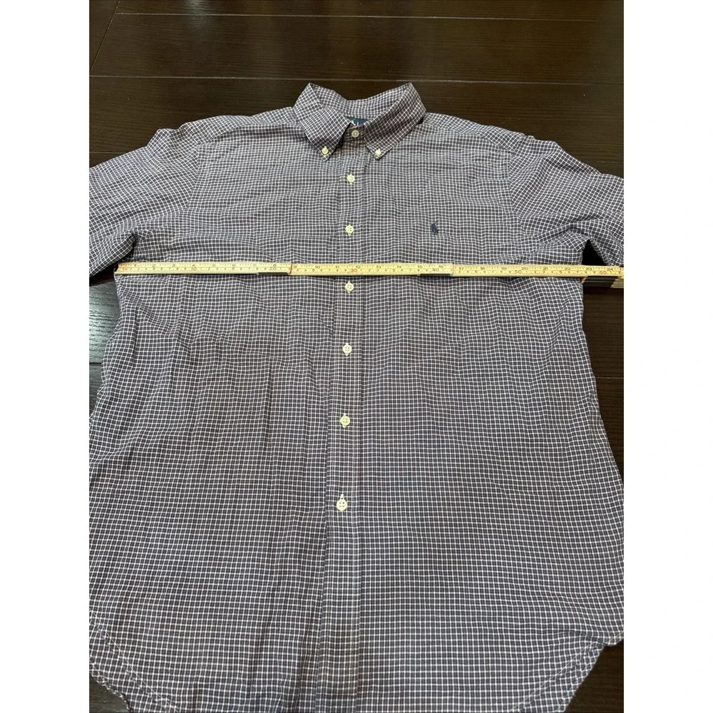 Polo Ralph Lauren Shirt Mens L Blue Check Short Sleeve Button Down Classic